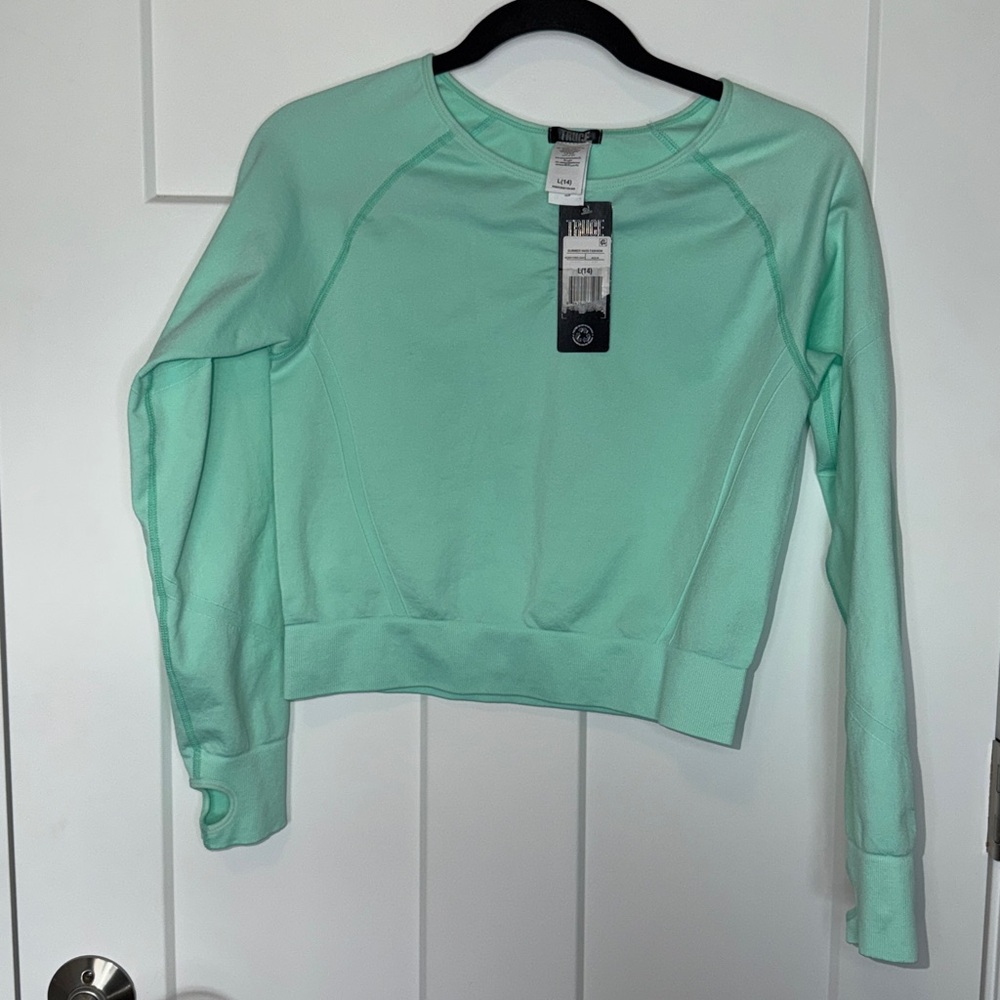 NWT Truce Long Sleeve Thumbhole Active Tee - Aqua - 14